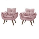 Ver imagem 1 de Poltrona Opalla Cadeira Decorativa Suede Rosa Bebê para Escritório Sala de Estar Recepção