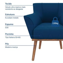 Poltrona Decorativa Dubai em Veludo Just Time - 2
