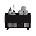 Ver imagem 1 de Armário Multiuso para Banheiro Baixo com Rodinhas e Gaveta Preto