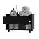 Ver imagem 2 de Armário Multiuso para Banheiro Baixo com Rodinhas e Gaveta Preto