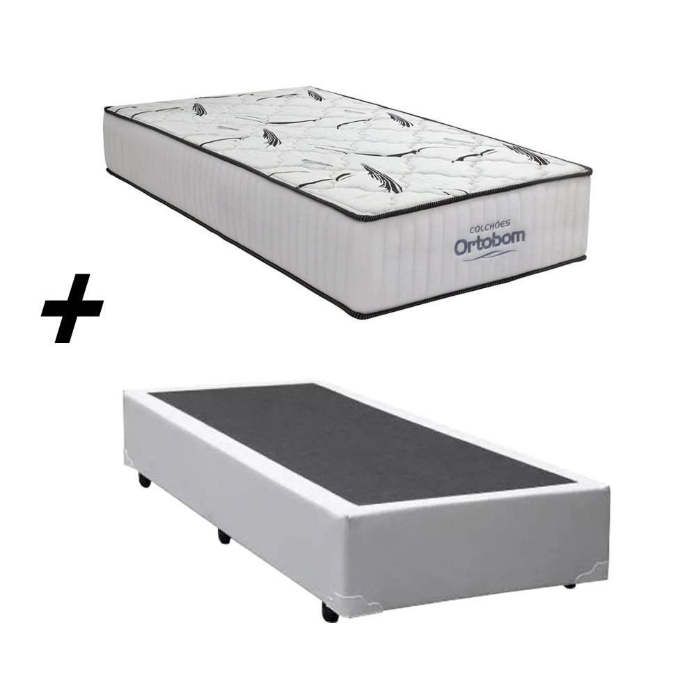 Cama Box Solteiro + Colchão Ortobom Highfoam Espuma HR 45 High Resilience 68x88x188