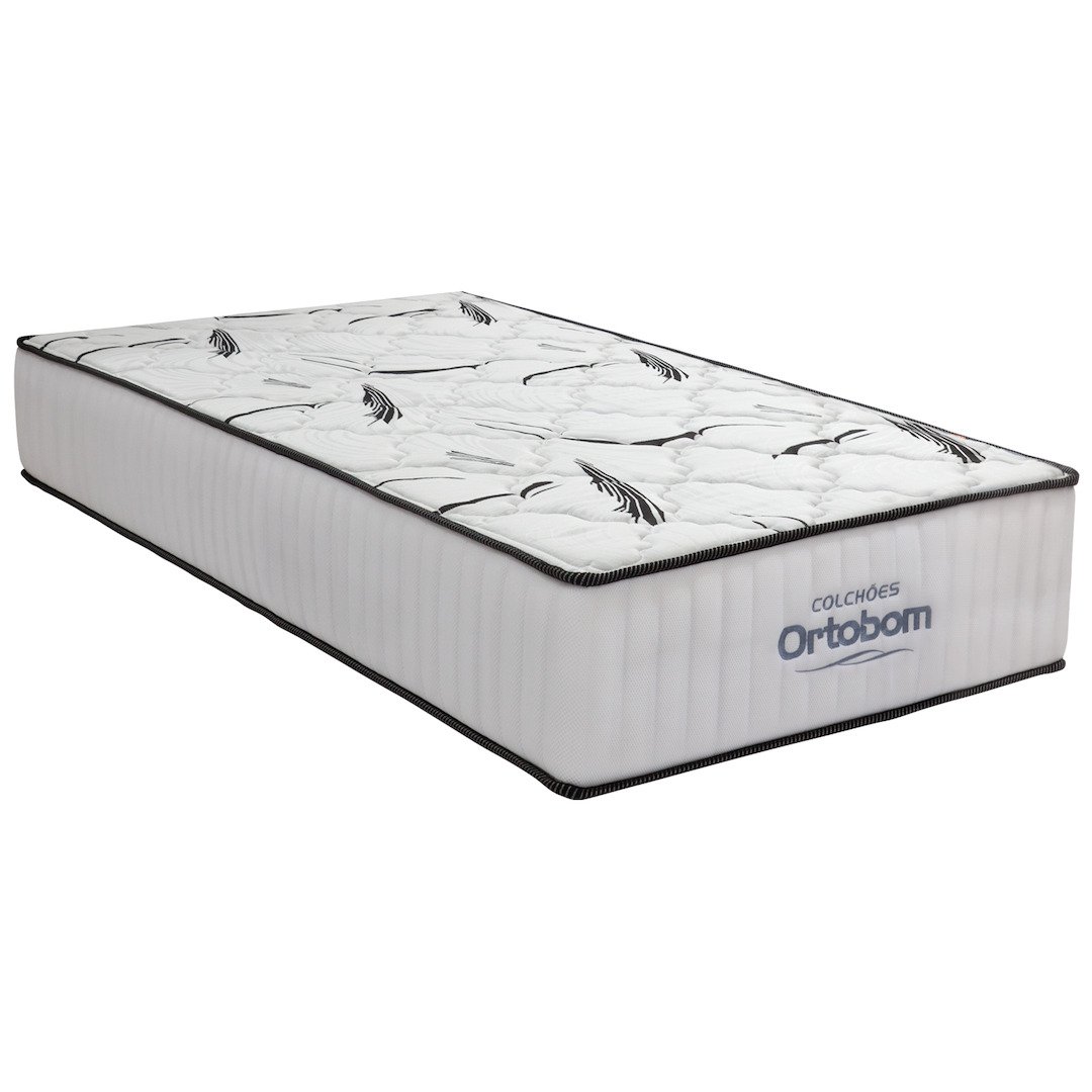 Cama Box Solteiro + Colchão Ortobom Highfoam Espuma HR 45 High Resilience 68x88x188 - 2