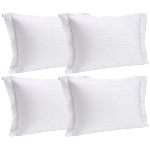 Conjunto 4 Fronhas Travesseiro 50x70cm Branca Poliester Brisa Lyor Toque 200 Fios Listrada com Abas