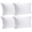 Ver imagem 1 de Conjunto 4 Fronhas Travesseiro 50x70cm Branca Poliester Brisa Lyor Toque 200 Fios Listrada com Abas