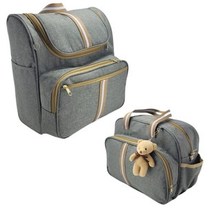 Kit Bolsa Maternidade 2 Peças com Mochila 2 em 1 e Bolsa G Mz Bege