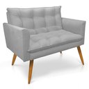Ver imagem 5 de Kit 2 Poltronas e Namoradeira 2 Lugares Thais Suede Cinza Pés Palito Castanho - Slk Decor