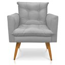 Ver imagem 3 de Kit 2 Poltronas e Namoradeira 2 Lugares Thais Suede Cinza Pés Palito Castanho - Slk Decor