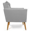 Ver imagem 4 de Kit 2 Poltronas e Namoradeira 2 Lugares Thais Suede Cinza Pés Palito Castanho - Slk Decor