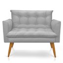 Ver imagem 6 de Kit 2 Poltronas e Namoradeira 2 Lugares Thais Suede Cinza Pés Palito Castanho - Slk Decor