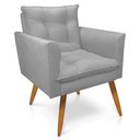 Ver imagem 2 de Kit 2 Poltronas e Namoradeira 2 Lugares Thais Suede Cinza Pés Palito Castanho - Slk Decor