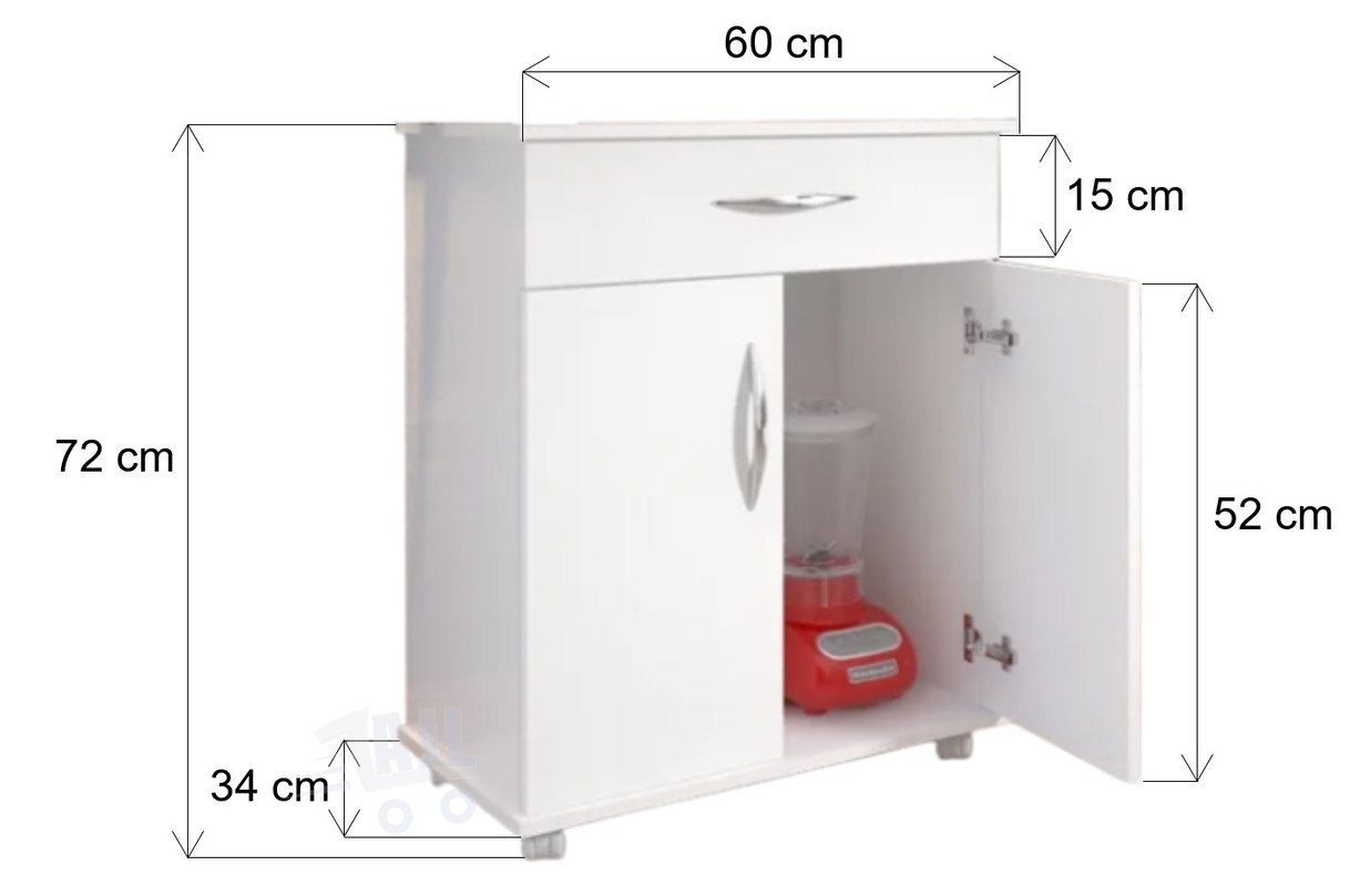 Armário Cozinha Pequeno com Rodinha Branco Ajb Store Armario - 5