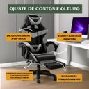 Ver imagem 7 de Cadeira Escritório Gamer Nitro Cinza Ergonômica Couro Sintético Reclinável Altura Ajustável Luvinco
