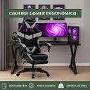 Ver mais imagens de Cadeira Escritório Gamer Nitro Cinza Ergonômica Couro Sintético Reclinável Altura Ajustável Luvinco