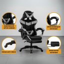 Ver imagem 2 de Cadeira Escritório Gamer Nitro Cinza Ergonômica Couro Sintético Reclinável Altura Ajustável Luvinco