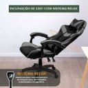 Ver imagem 3 de Cadeira Escritório Gamer Nitro Cinza Ergonômica Couro Sintético Reclinável Altura Ajustável Luvinco