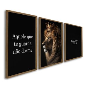 Quadro Decorativo Religioso Quem Te Guarda Não Dorme 3 Telas 60x90cm para Sala Quarto Hall