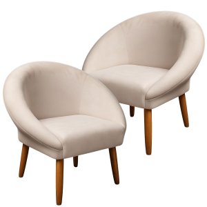 Kit 2 Poltronas Macia para Sala de Estar Tecido Veludo Elegante Pés de Madeira Resistente