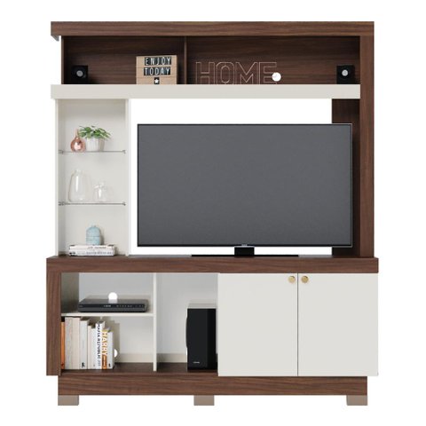 Estante para Tv 50 Polegadas Treviso Nogueira Real Off White