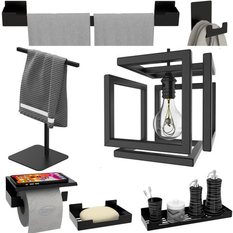 Kit de Acessórios 6 Pçs Adesivo Preto+ Pendente Infinity F.n
