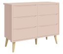 Ver imagem 1 de Cômoda 6 Gavetas Théo New Rosa Fosco com Natural - Reller