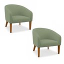 Ver imagem 2 de Poltrona Sala Decorativa Kit 2 Stella Pé Madeira Trapézio Castanho Bouclê D03 - D’Rossi