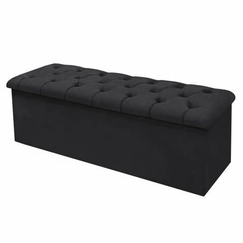 Calçadeira Baú Giovana Casal 140 Cm Suede Preto - MV Estofados Shop