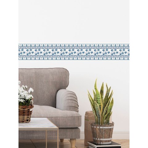 Faixa Decorativa Adesiva (autocolante) - Arabesco Azul