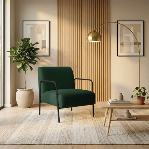 Poltrona Decorativa Helena Base em Aço Preto Bouclê D03 - D'rossi