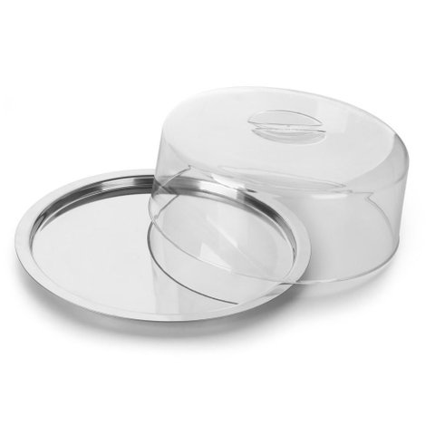 Boleira Prato para Bolo Pop Base Aço Inox com Cúpula Tampa