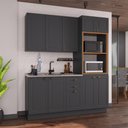 Ver imagem 1 de Armário de Cozinha Modulada Compacta Nara 10 Portas MDF 190cm Chumbo Fidelita Móveis 3 Peças