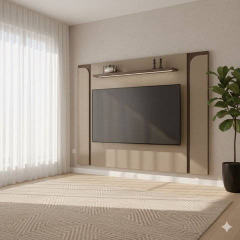Painel Maresias Suspenso Tv até 75” com Led e Prateleira - Fendi/ Carvalho