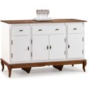 Ver imagem 1 de Balcão Linz 4 Portas 3 Gavetas Pés Luis Xv 99 X 175 X 45 Cm (a X L X P) - Cor Branco/imbuia