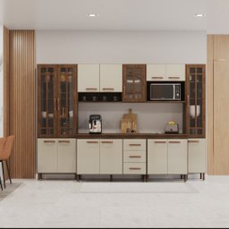 Cozinha Modulada Completa Fidelitá Lisboa 6 Peças 295cm 15 Portas 3 Gavetas com Tampo - 1