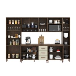 Cozinha Modulada Completa Fidelitá Lisboa 6 Peças 295cm 15 Portas 3 Gavetas com Tampo - 2