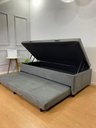 Ver imagem 3 de Bicama Box Baú com Colchão de Espuma Orthopedic + Cabeceira Botonê - Solteiro - Suede Cinza
