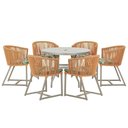 Ver imagem 1 de Mesa e 6 Cadeiras de Jantar Noronha Fendi E5 Trama Original Terra Cota