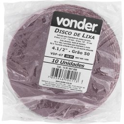 Disco lixa fibra 115mm g50 dvf47 10 peças - Vonder - 4