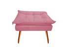 Ver imagem 4 de Kit Poltrona + Puff Decorativo Opala Suede Rosa Pés Madeira Mz Decor