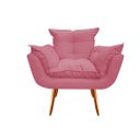 Ver imagem 2 de Kit Poltrona + Puff Decorativo Opala Suede Rosa Pés Madeira Mz Decor