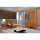 Ver imagem 2 de Guarda Roupa Solteiro Recife New 4 Portas 2 Gavetas MDF MDP com Espelho Cinamomo Leifer Móveis