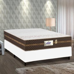 Cama Box Casal Colchão Molas Flora Gazin + Box Sintético 52x138x188 Cor:Branco - 2