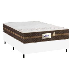 Cama Box Casal Colchão Molas Flora Gazin + Box Sintético 52x138x188 Cor:Branco