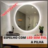 Espelho Redondo 70cm X 70cm Lapidado com Led:branco Frio a Pilha - 1