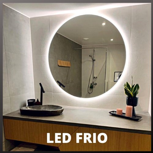 Ver mais imagens de Espelho Redondo 70cm X 70cm Lapidado com Led:branco Frio a Pilha