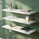 Ver imagem 1 de Prateleira MDF Branco 60x20cm Kit 03 Suporte Invisível Flutuante para Loja Casa Quarto Escritorio