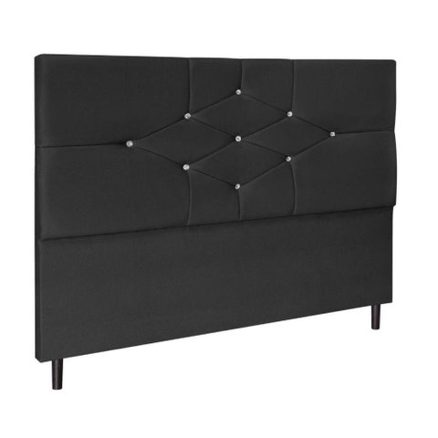 Cabeceira Cama Solteiro 90 Cm Camboriú Suede Preto e Frame