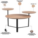 Ver imagem 6 de Kit Mesa de Centro e Mesa Lateral para Sala Pés Metálicos Dari A03 Hanover Preto - Lyam Decor
