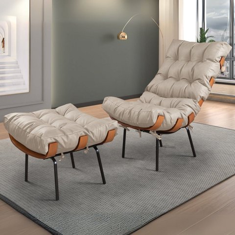 Poltrona para Sala de Estar com Puff Costela