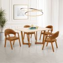 Ver imagem 1 de Conjunto Mesa de Jantar 1,60m com Tampo Off-White e 4 Cadeiras em Corino Caramelo – Linha Evo