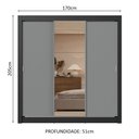 Ver imagem 4 de Guarda-roupa Casal 3 Portas de Correr com Espelho 2 Gavetas Preto/cinza Sublime Madesa